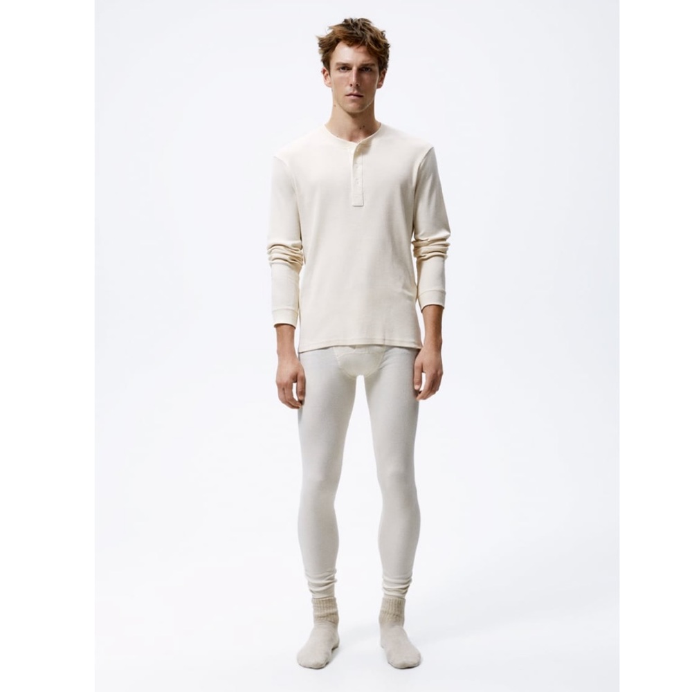 NWT Zara men’s Ribbed leggings ecru